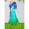 HAPPY BAY Women's Dailywear Long Slit Dress Caftan One Size Bright Turquoise Grass - 4 of 4