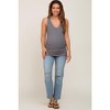 PinkBlush Charcoal Ribbed Sleeveless Ruched Maternity Tank Top - 4 of 4