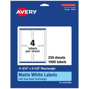 Avery Matte White Rectangle Labels, 4-3/4" x 3-1/2" - 1 of 4