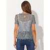 Allegra K Women's Lace Floral Scalloped Trim Short Sleeve Semi Sheer Top - 4 of 4