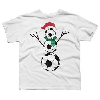 Boy's Design By Humans Funny Christmas Shirts Soccer Snowman T-Shirt By RaisedByBears T-Shirt
