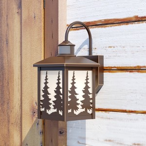 VAXCEL Yosemite Bronze Motion Sensor Dusk to Dawn Rustic Outdoor Wall Light White Glass - 1 of 4
