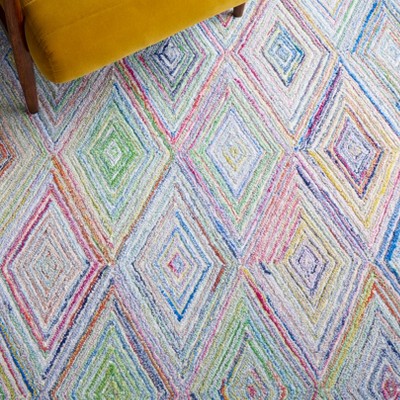 Hand-Tufted Blue and Green Wool Diamond Area Rug