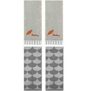 REGALWOVEN 4 Pcs Soft Comfortable Absorbent Leaves and Geometric Hand Towel 13" x 29" - 1 of 4