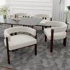 Teddy Fabric Upholstered Dining Arm Chairs Set of 2,Curved Back Barrel Accent Armchair with 3 Legs,Living Room Bedroom Side Chair-Coolbibila - 2 of 4