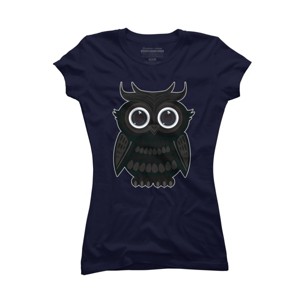 Junior's Design By Humans Black Owl By Adamzworld T-Shirt - 1 of 3