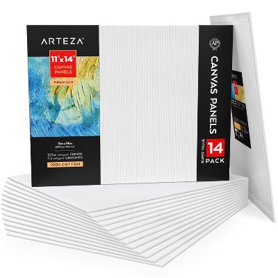 Arteza Canvas Panels, Premium, White, 11"x14", Blank Canvas Boards for Painting - 14 Pack (ARTZ-9528)