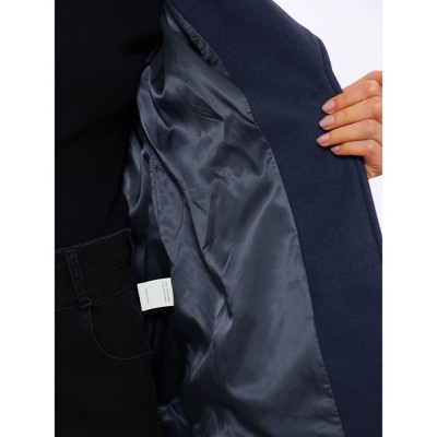 Женские куртки INSPIRE CHIC Women's Winter Single Breasted Shawl Collar Outerwear Pea Trench Coats with Belt X-Small Dark Blue — фото 5