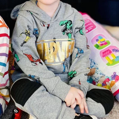 user image by Alexandria, Toddler Boys' Marvel Fleece Hooded Sweatshirt and Jogger Pant Set - Gray