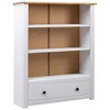 vidaXL Solid Pine Wood Bookcase with 3 Shelves and Spacious Drawer - Farmhouse Style, Rustic White Panama Range - 2 of 4