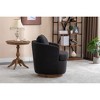 30.3'' Linen Fabric Swivel Accent Chair with Ergonomic Design and Solid Wood Round Base for Living Room, Bedroom - 4 of 4