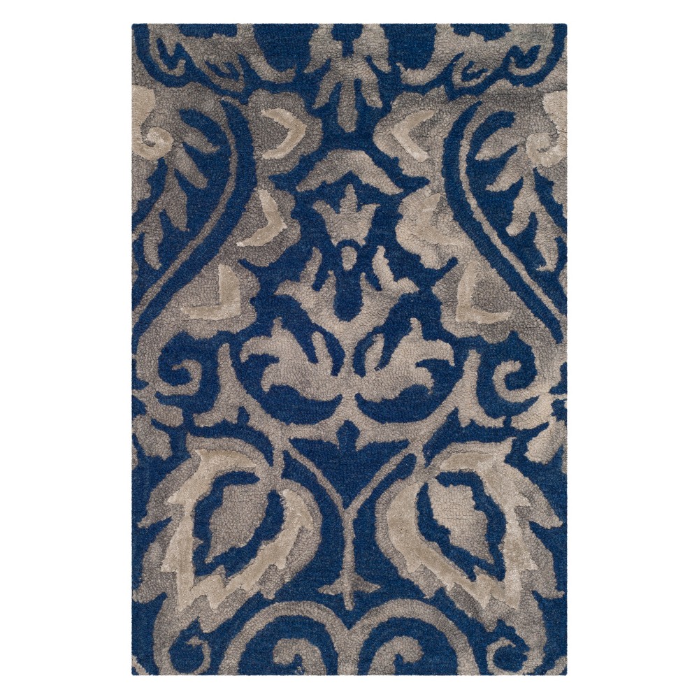  Damask Tufted Accent Rug Navy/Gray