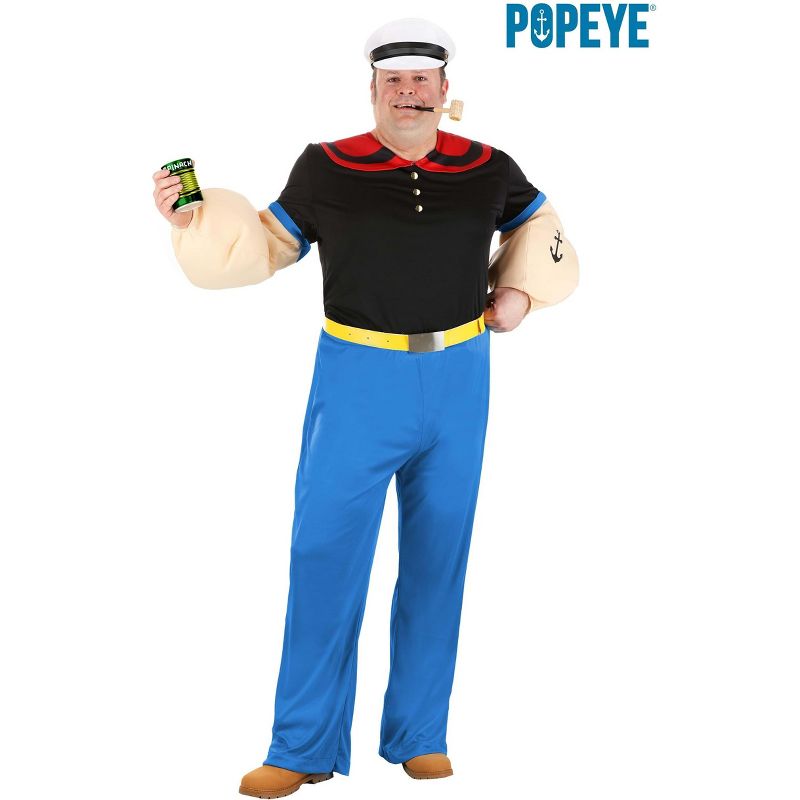 HalloweenCostumes.com Plus Size Deluxe Popeye Men's Costume, 2 of 6