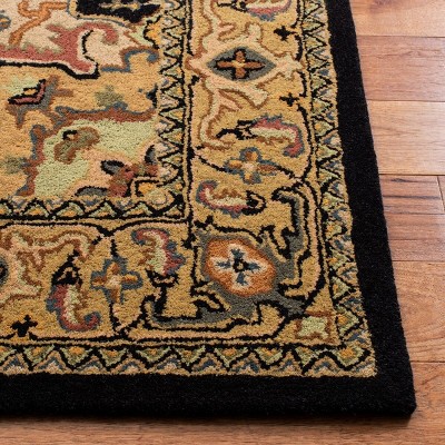 Luxurious Black & Gold Hand-Tufted Wool Accent Rug - 2' x 3'