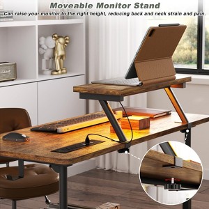 Aheaplus Computer Desk with Power Outlets and LED Lights-32" Manual Stand Up Desk with Monitor Stand and Storage - 1 of 4