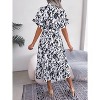 Women's Summer Polka Dot Print Shirt Dress Vintage Short Sleeve Button Down Midi Dress - 3 of 4