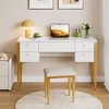 47“ Makeup Vanity Desk with Flip Top Mirror, 3 Lighting Mode, 3 in 1 Vanity Table with 5 Drawers, Make Up Vanity Set with Chair for Bedroom - 4 of 4