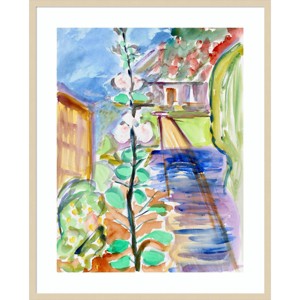 33" x 41" Hollyhocks and Path by Richard H. Fox Wood Framed Wall Art Print - Amanti Art: Modern Lithograph, Botanical Theme - 1 of 4