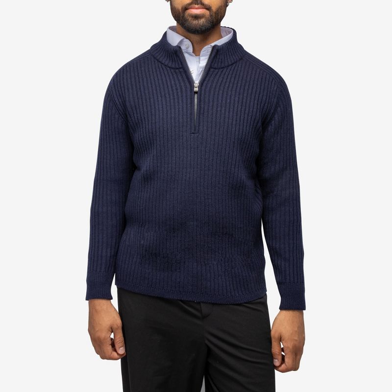 X RAY Men's Ribbed Mock Neck Quarter-Zip Sweater, 1 of 9