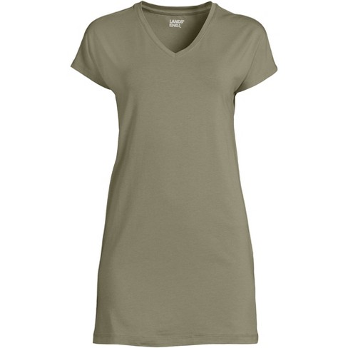 Lands' End Women's Petite Short Sleeve Jersey Extra Long Vneck