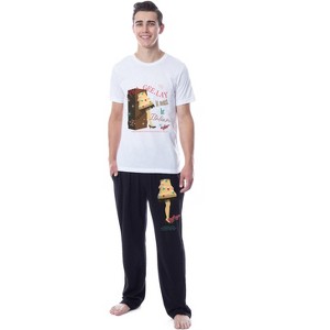 A Christmas Story Mens' Movie Drawing Lamp Leg Sleep Pajama Set Multicolored - 1 of 3