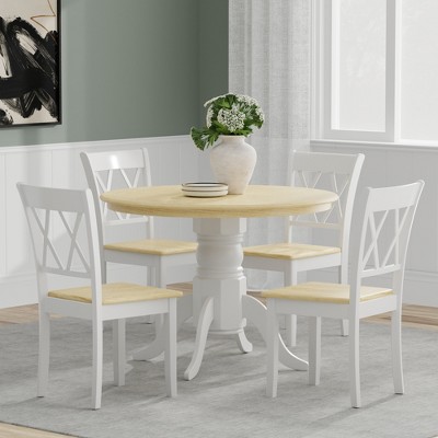 Glenwillow Home 42" Round Pedestal Dining Table + Double X-Back Dining Chairs Dining Set