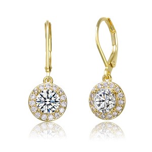 Elegant Halo Leverback Dangle Earrings with a Sparkling Design for a Timeless and Refined Look - 1 of 3