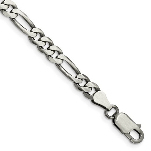 Black Bow Jewelry 5.5mm Sterling Silver Solid Antiqued Figaro Chain Bracelet - image 1 of 4