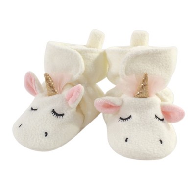 Hudson Baby Infant and Toddler Girl Cozy Fleece Booties, Modern Unicorn, 0-6 Months