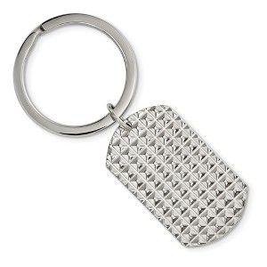 Black Bow Jewelry Stainless Steel Polished and Textured Reversible Key Chain - 1 of 3
