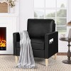TYBOATLE Faux Leather Accent Chair, Mid-Century Upholstered Reading Armchair with Pockets (Black) - 3 of 4