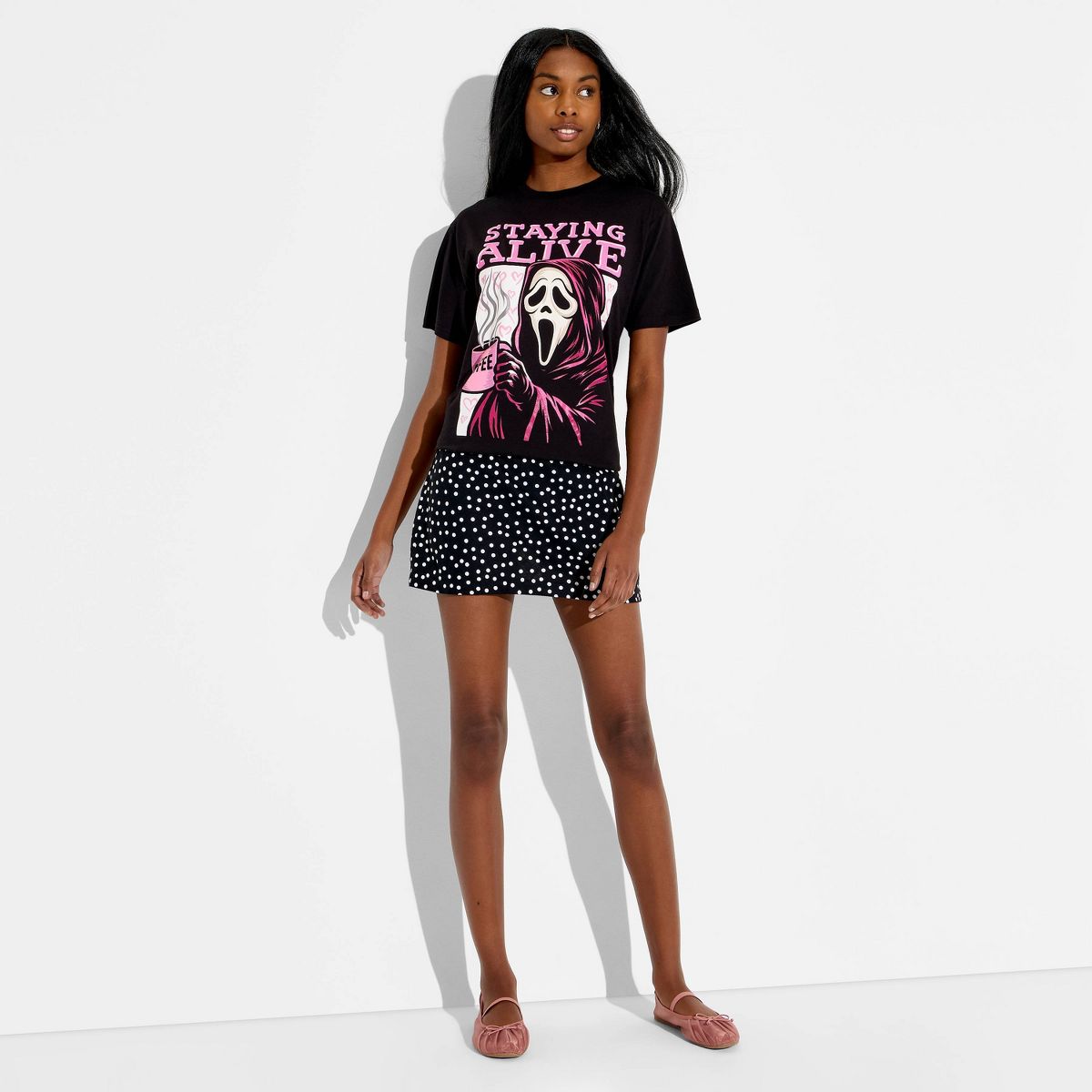 Women's Ghostface Staying Alive Short Sleeve Graphic T-Shirt - Black