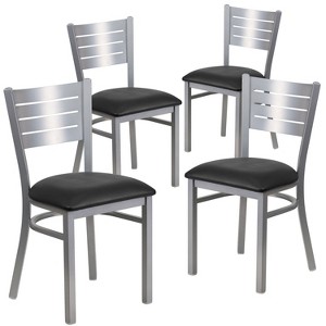 Flash Furniture 4 Pack Hercules Series Silver Slat Back Metal Restaurant Chair - 1 of 1