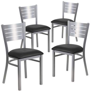 Flash Furniture 4 Pack Hercules Series Silver Slat Back Metal Restaurant Chair