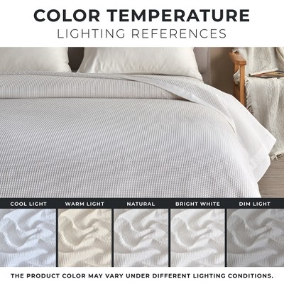 Twin White Cotton Knitted Waffle Weave Blanket