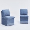 Set of 2 Linen Upholstered Armless Dining Chairs with Casters and Storage for Dining Room or Home Office-The Pop Home - 3 of 4