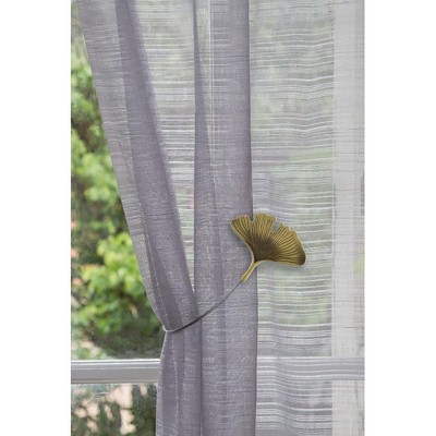 Bronze Metal Ginkgo Leaf Magnetic Curtain Tiebacks Set of 2