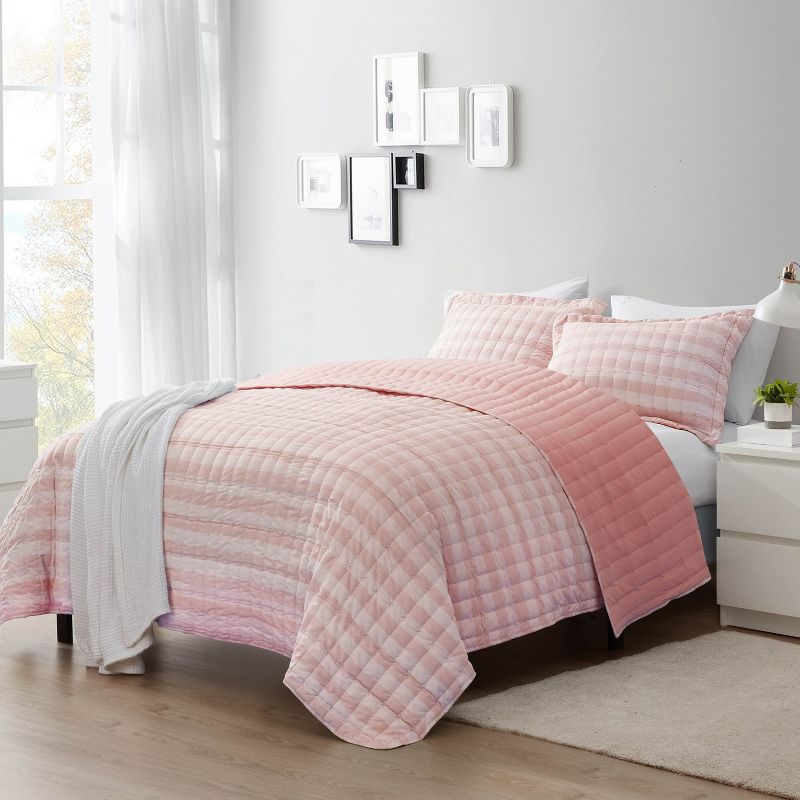 3 Piece Prewashed Checkered Plaid Embroidered Vintage Soft Quilt Set by Sweet Home Collection™, 1 of 2