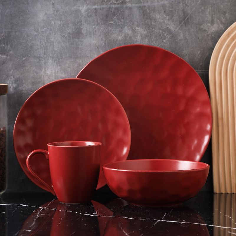 Stone Lain Sam 16-Piece Porcelain Dinnerware Set, Service for 4, Red, 2 of 7