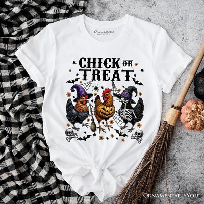 Chick or Treat Chicken T-Shirt, Funny Farmhouse Halloween Tee| OrnamentallyYou