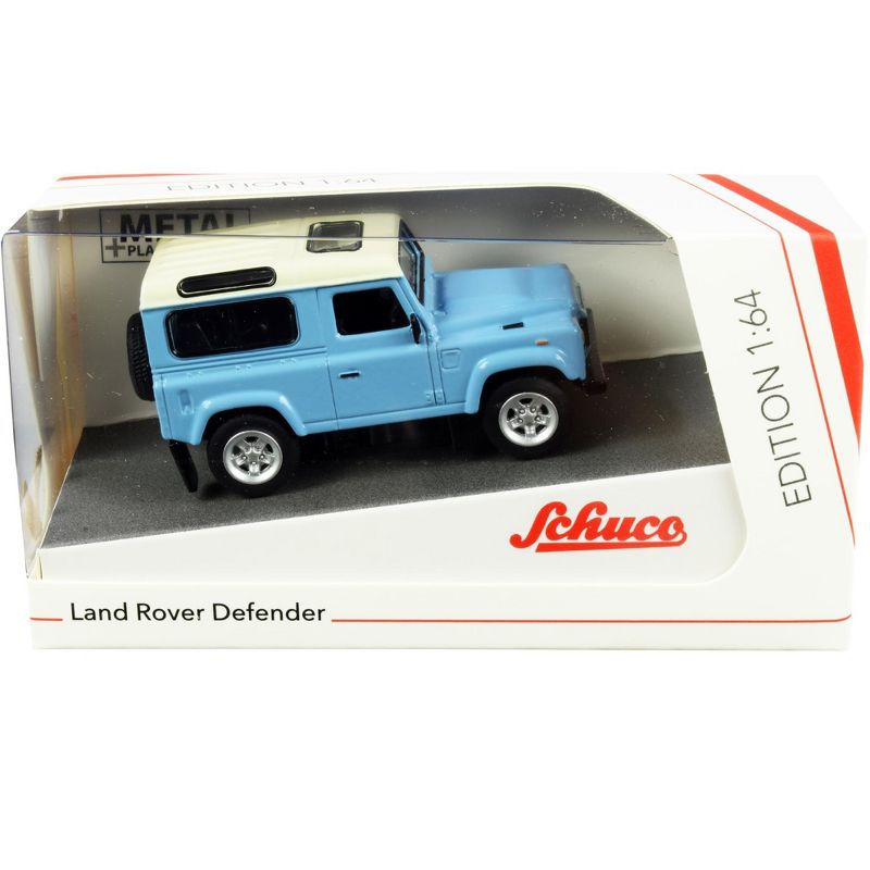 Land Rover Defender Light Blue with Cream Top 1/64 Diecast Model Car by Schuco, 3 of 4