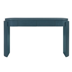 Luxystar Console Table with Natural Wood Grain Finish, Oval Top and 2 Drawers for Entryway and Living Room, Navy - 1 of 4