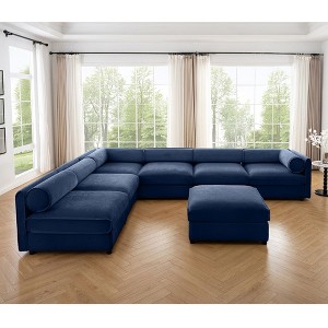 CAVINAS Modern Sectional Sofa with 6 Seats and 1 Ottoman,Convertible Modular Couch with Under-Sofa Storage,Couch for Living Room,2x Corner,Blue - 1 of 4