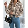 Clearlove Women's Button Down Flannel Plaid Shirt Jacket Oversized Vintage Shacket Long Sleeve Collared Work Casual Shirts Tops - 3 of 4
