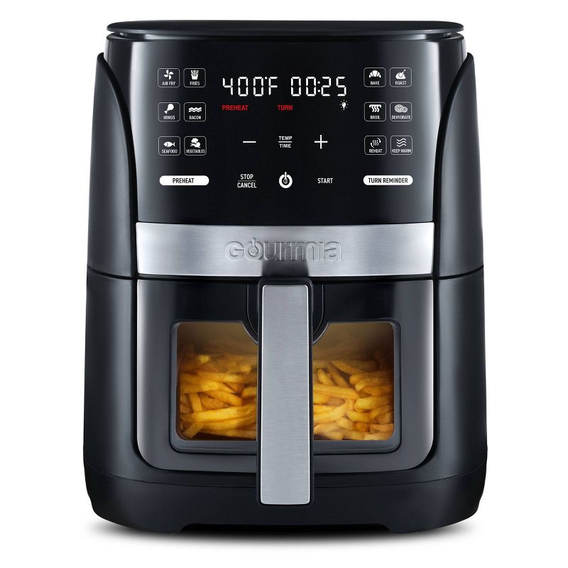 Gourmia 6-Qt Digital Window Air Fryer with 12 Presets &#38; Guided Cooking Black, 1 of 11