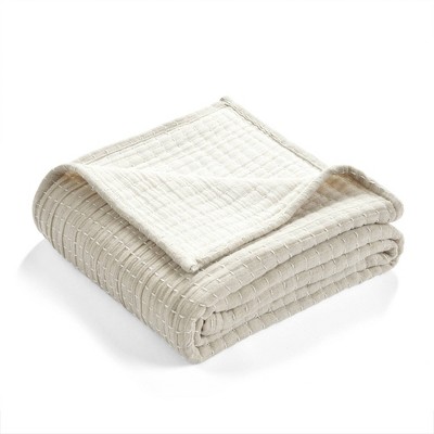 50"x60" Solid Kantha Pick Stitched Yarn Dyed Cotton Woven Throw Blanket - Lush Décor