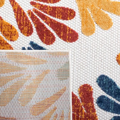 Cabana Cream and Red Floral Synthetic 2' x 8' Runner Rug