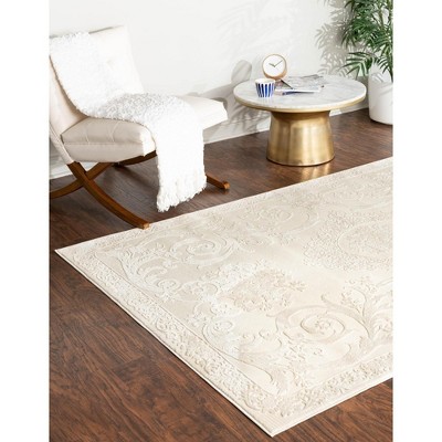 Ivory Medallion Synthetic 6' x 9' Rectangular Area Rug