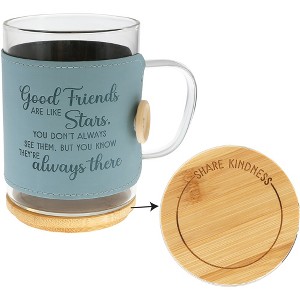 Pavilion Gift Company - Good Friends - 16 oz Wrapped Glass Mug with Coaster Lid - Drinkware - 1 of 1