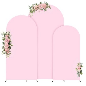 PortoAlegre Set of 3 Wedding Arch Covers, 6 ft + 6.6 ft + 7.2 ft Doublesid Spandex Wedding Arch Fabric Set - 1 of 4